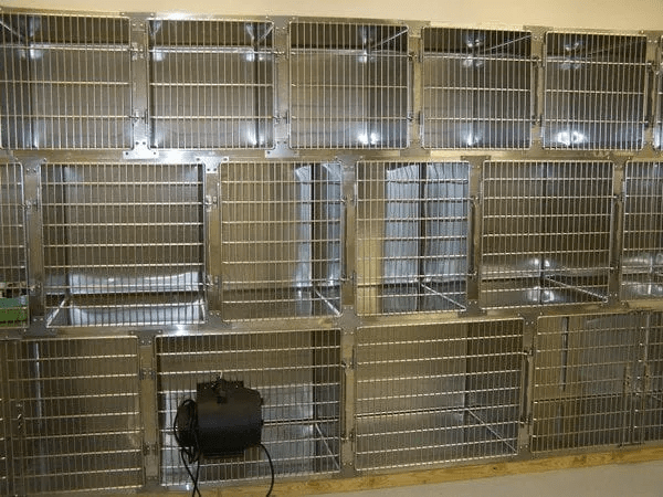 a group of metal cages